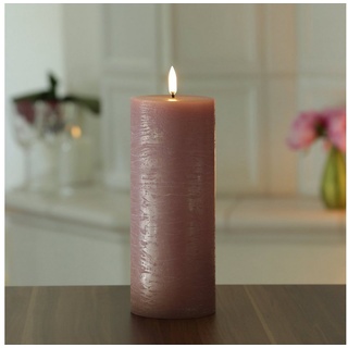 UYUNI Lighting LED-Kerze PIA Uyuni Stumpenkerze Rustik-Optik Echtwachs Timer H:20cm bis 1000Std (1-tlg) rosa