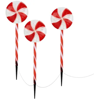 ECD Germany LED Lollipop Lichterkette 3 m Rot