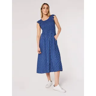 Apricot Midikleid Midikleid, (1-tlg) mit Punkten blau M (38)