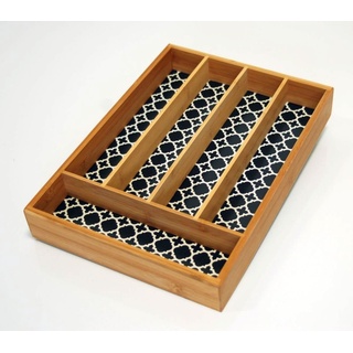 sesua Besteckkasten Besteckeinsatz aus Bambus Holz 35 x 25 x 5 cm schwarz