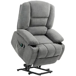 Homcom Fernsehsessel mit Aufstehhilfe Chenille 90 x 102 x 97 cm Dunkelgrau elektrisch mit Fernbedienung