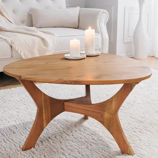 Massivholz Couchtisch ARCHITECTURE 70cm natur honey finish Akazie dreieckig