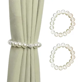 2 Stk Vorhang Raffhalter Perle mit Magnet Vorhanghalter für Heim(25cm)