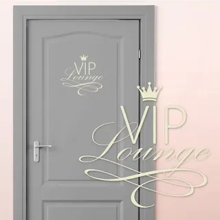 Grandora Wandtattoo VIP Lounge I cremeweiß (BxH) 19 x 18 cm I WC Badezimmer Toilette selbstklebend Türaufkleber Aufkleber Wandaufkleber Wandsticker W5373