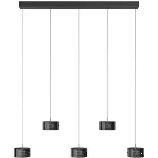 Novel Led-Hängeleuchte Nusakan, Schwarz, Metall, Kunststoff, Glas, Uni,Uni, länglich,länglich, 16x150x128 cm, RoHS, CE, höhenverstellbar, mit Schalter, Farbtemperaturwechsler, Lampen & Leuchten, Innenbeleuchtung, Leuchten nach Räumen, Esstischlampen