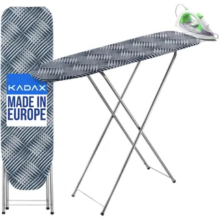 KADAX kleines Bügelbrett 104x30cm - Stabiler Bügeltisch für Dampfbügelstation, klappbar, höhenverstellbar, mit hitzebeständiger Bügeleisenablage, ausziehbares Fach