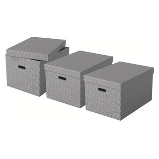 Esselte Aufbewahrungsbox Home L 628287, 55L, mit Deckel, Pappe grau, 36 x 51 x 31cm 3 Stück