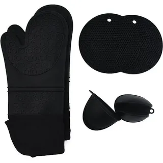 Tigrezy - Ofenhandschuhe, Ofenhandschuhe, Set mit 6 Topflappen, Backhandschuhen, Ofenhandschuhe aus Silikon und Baumwolle