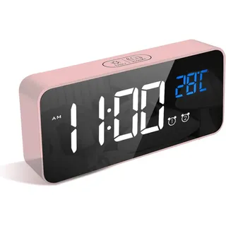 LATEC Digitaler Wecker Mit Große LED Temperaturanzeige, Tischuhr Mit 10 Musik, U