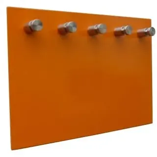 Melingo Schlüsselbrett mit 5 Edelstahlhaken für Wand orange matt | fünf Edelstahl Schlüsselhaken