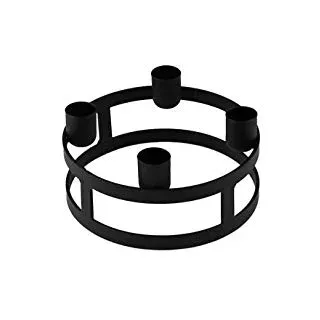 Kaheku Kerzenring Topino | D15 cm H 9 cm | für 4 Stabkerzen geeignet | schwarz Metall | Franzring,Adventskranzring, Kerzenhalter, Kerzenständer
