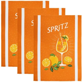 Erwin Müller Geschirrtuch Geschirrtuch 3er-Pack, Baumwolle Motiv orange