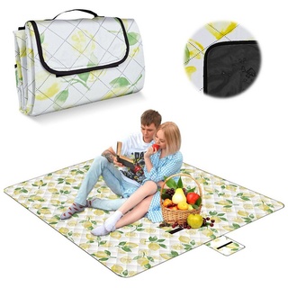 Picknickdecke Picknickdecke Wasserdicht 200x200 Outdoor Stranddecke Strandmatte, CALIYO, hochwertigem Polyester gelb|grün