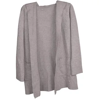 styleBREAKER Damen Feinstrick Long Cardigan Kapuze Taschen, Hellgrau - Einheitsgröße