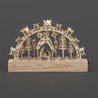 LED Holzsilhouette Leuchter Krippe natur 23x15cm Konstsmide innen  2842-100 xmas