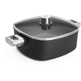 WOLL – Eco Logic QXR Kasserollen-Set 24 x 24 cm viereckig mit Deckel – 2 Edelstahlgriffe – Aluminiumtopf mit PFAS-freier Diamond-QXR Antihaft – Induktionstopf – eckige Kasserolle