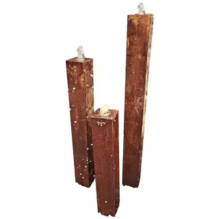 Jürgen Bocker - Gartenambiente Gartenbrunnen Säulenbrunnen eckig 10/10 cm Höhen 40-100 cm Cortenstahl LED Garten