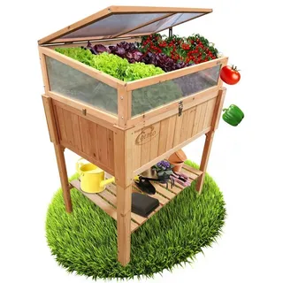 Coemo Hochbeet mit Frühbeetaufsatz 90 x 40 x 120 cm Braun