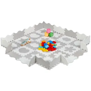 Relaxdays Puzzlematte 52-tlg. 1,5 kg  Grau/Weiß