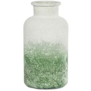 mucHome Glaskaraffe Glasvase Dekovase Weiß-Grün Matt 10,5x20cm Tischvase Blumenvase Deko
