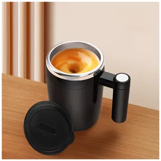 FOVNOT Upgrade Selbstrührende Tasse, Wiederaufladbar Self Stirring Mug Auto Magnetic Mug Selbstrührender Becher zum Selbstrührender Kaffee/Milch/Tee/Heiß Schokolade (Black)