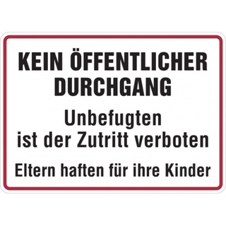 Hinweisschild, Kein öffentlicher Durchgang, 250x350mm, Alu geprägt - 350x250x0.45 mm Aluminium geprägt