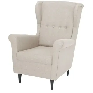 Sconto Ohrensessel Hubertine Flachgewebe 82 x 102 x 89 cm Beige