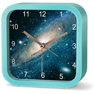 SWECOMZE Wecker Kinder Jungen, Kinderwecker Ohne Ticken, Cartoon Weltraum Astronauten Wecker Lernwecker Analog Wecker für Kinder, Mädchen, Schlafzimmer, Geburtstagsgeschenke (NZ161)
