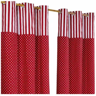 Homescapes ÖSENVORHANG Polka Dots blickdicht 2er-Set, 117/137 cm