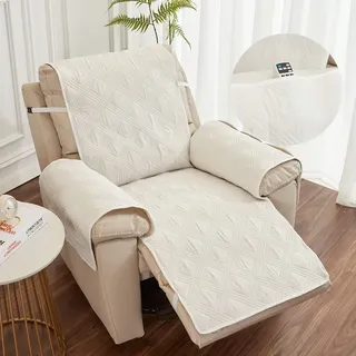 FANSU Stretchhusse für Relaxsessel Komplett Sesselbezug mit Tasche, 1 Sitzer Sesselschoner für Recliner Stuhl Sessel, Stretch Sofabezug, Elastisch Bezug für Fernsehsessel Liege (Beige)