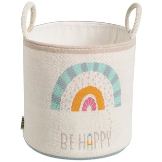 howa Aufbewahrungskorb be happy, Spielzeugkorb Kinderzimmer beige, Baumwolle, Strick, Ø 26cm, H 28cm