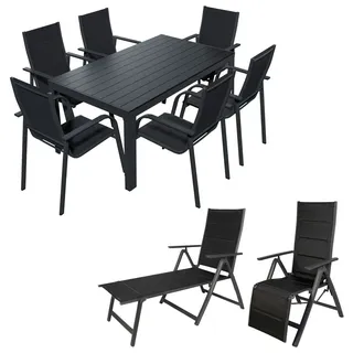 Lex Alu Gartensitzgruppe Set 9-tlg. Schwarz