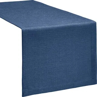 Erwin Müller Tischwäsche, Tischläufer Uni, Krefeld Marine Größe 40x170 cm - fleckabweisend, schmutzunempfindlich und leicht zu reinigen, Leinen-Optik (weitere Farben, Größen)