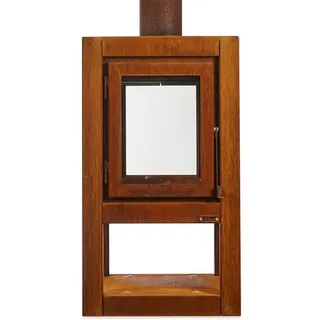 Quaruba Terrassenkamin Corten-Stahl Mit Rollen XL 4 Seiten Glas