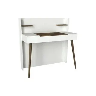 Schminktisch Retro weiß B/H/T: ca. 116x120x52 cm - Walnuss, Weiss