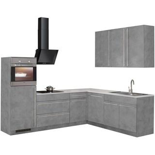 wiho Küchen Winkelküche Chicago, mit E-Geräten, 260 x 220 cm grau