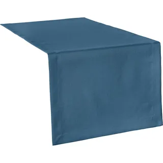 Erwin Müller Tischdecke Tischläufer "Madrid", fleckabweisend Uni blau 50 cm x 150 cm