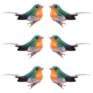 Vorkhuaeri Künstliche Weihnachts Rotkehlchen zum Anklipsen, glitzernder Vogel, Weihnachtsbaum Dekoration, Mini Vögel Bastel Dekor Sets für Zuhause, Garten, Party, Geschenk Xmas (Robin)