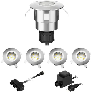 ledscom.de LED Boden-Einbauleuchte Atria Aluminium 40mm Ø 5er Set weiß