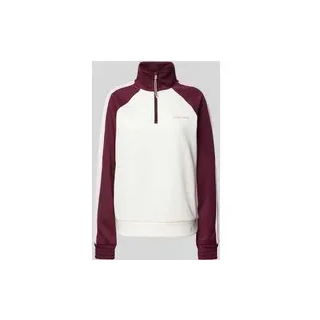 Sweatshirt mit Troyer-Kragen Modell 'SIMA', Bordeaux, S
