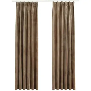 vidaXL Verdunkelungsvorhänge mit Haken 2 Stk. Samt Beige 140x175cm