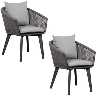 2er Set Diningsessel Cadiz Rope mit Kissen light grey