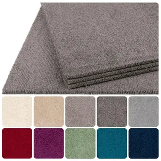Teppichfliesen selbstliegend 50x50 cm Teppichboden Hochflor Velours | dunkel-grau, 1 Fliese