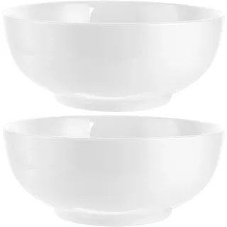 LOPYXBR 2er Set Salatschüssel Keramik Weiß, 1800ml Müslischalen Porzellan 20cm, Servierschüssel Porzellan, Tiefe Bowl Schüssel für Salat Suppe Ramen Obst, Stapelbar und Pflegeleicht