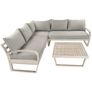 bellavista - Home&Garden® Gartenlounge-Set »Jersey« Lounge Set Holz Ecklounge Loungemöbel Sitzgruppe Gartenmöbel, (Set), Eukalyptus FSC100, für 5 Personen, wetterfest - Garten, Terrasse braun