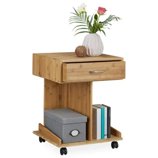 Relaxdays Beistelltisch Rolli Natur 43 x 46 x 56,5 cm