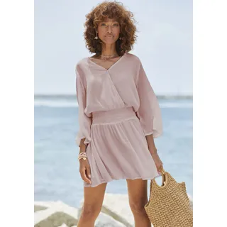 Strandkleid VIVANCE Gr. 38, N-Gr, lila (mauve) Damen Kleider Strandkleider aus gekreppter Viskose, luftiges Blusenkleid, Sommerkleid