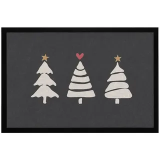 MoonWorks Fußmatte Fußmatte Winter Bäume Skandi Style Frohe Weihnachten rutschfest &, rechteckig schwarz