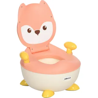 zonekiz Kinder Töpfchen Kindertoilette im Fuchs-Design, rutschfester Topfstuhl mit Griff und Klappdeckel für 6 Monate bis 3 Jahre Rosa