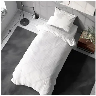 soma Bettwäsche Mikrofaser Damast 135 cm x 200 cm weiß, Bettbezug Kopfkissenbezug Set kuschelig weich hochwertig weiß